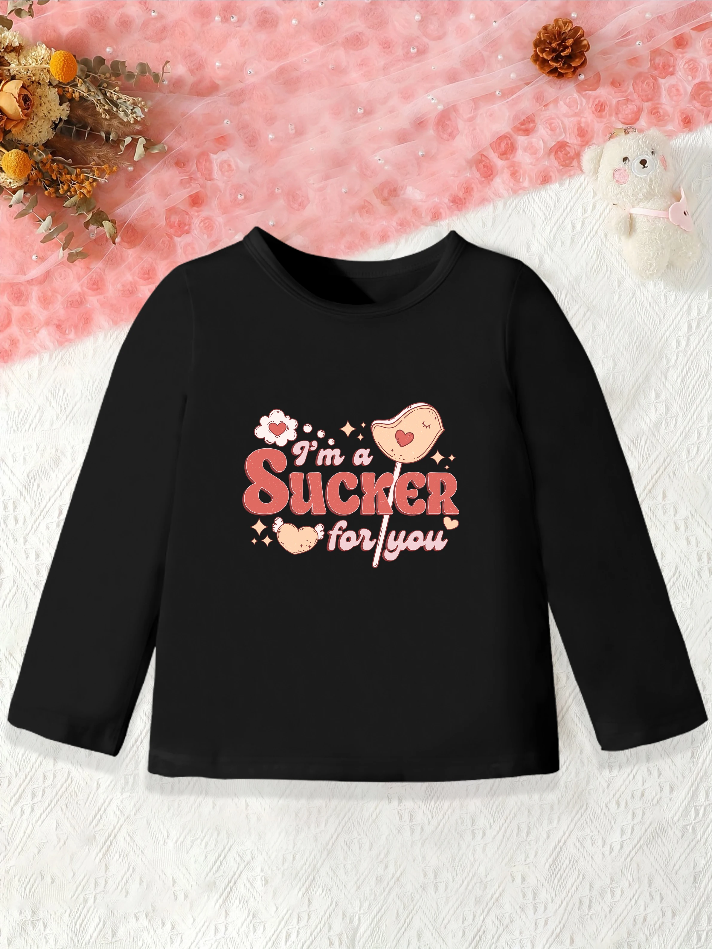 

1 шт.: Осенний базовый слой для девочек на День святого Валентина с рисунком птицы и английской буквы