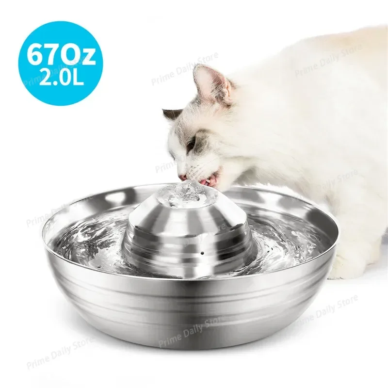 360 Stainless Steel Pet Water Fountain, Water Feeder for Cats and Dogs, Large Capacity Pet Water Bowl