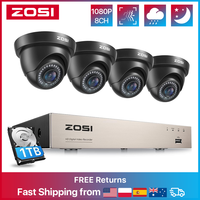 ZOSI 8CH Security Camera System H.265+ 5MP Lite HD-TVI Video DVR recorder 4x1080P Indoor Outdoor Wired Surveillance CCTV Cameras