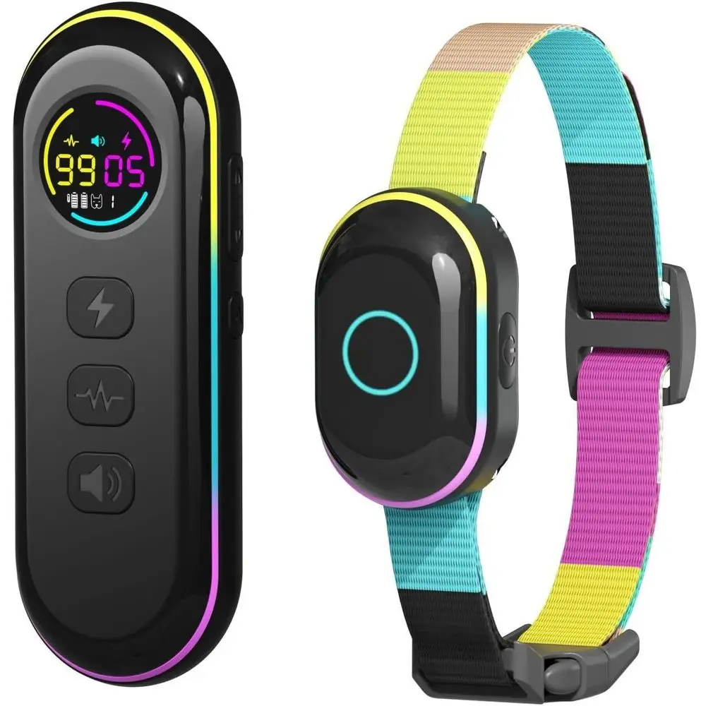 

Ошейник для лая и ударов 2-в-1 с дистанционным управлением, водонепроницаемые ошейники для лая или маленьких, средних и больших собак, 3300 т Training E- Coll