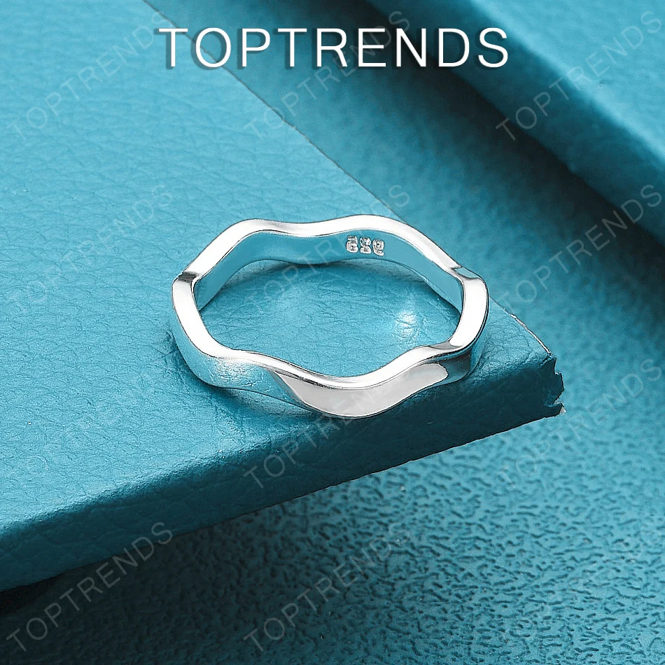 Anillos en forma de onda de Plata de Ley 925, tallas 7-10, joyería sencilla a la moda, regalos, accesorios para mujer, compromiso, fiesta de boda