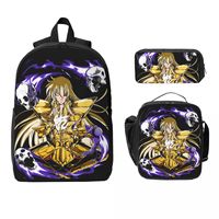 Knights Of The Zodiac Saint Seiya Backpack Boy Girl BookBag School Bag Laptop Shoulder Bags 3ps Insulated Lunch Bag Pencil Case