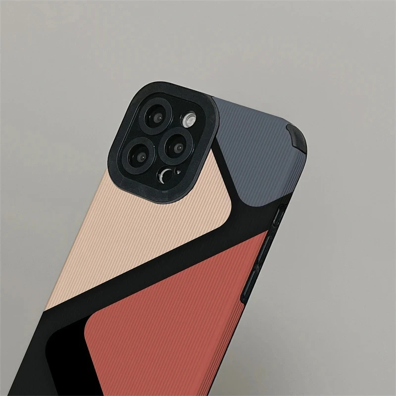 Patchwork Color Block Triangle Phone Case For iPhone 11 12 13 14 15 Pro Max 15 14plus 12 13Mini X XR XS Max 7 8 Plus Soft Cover