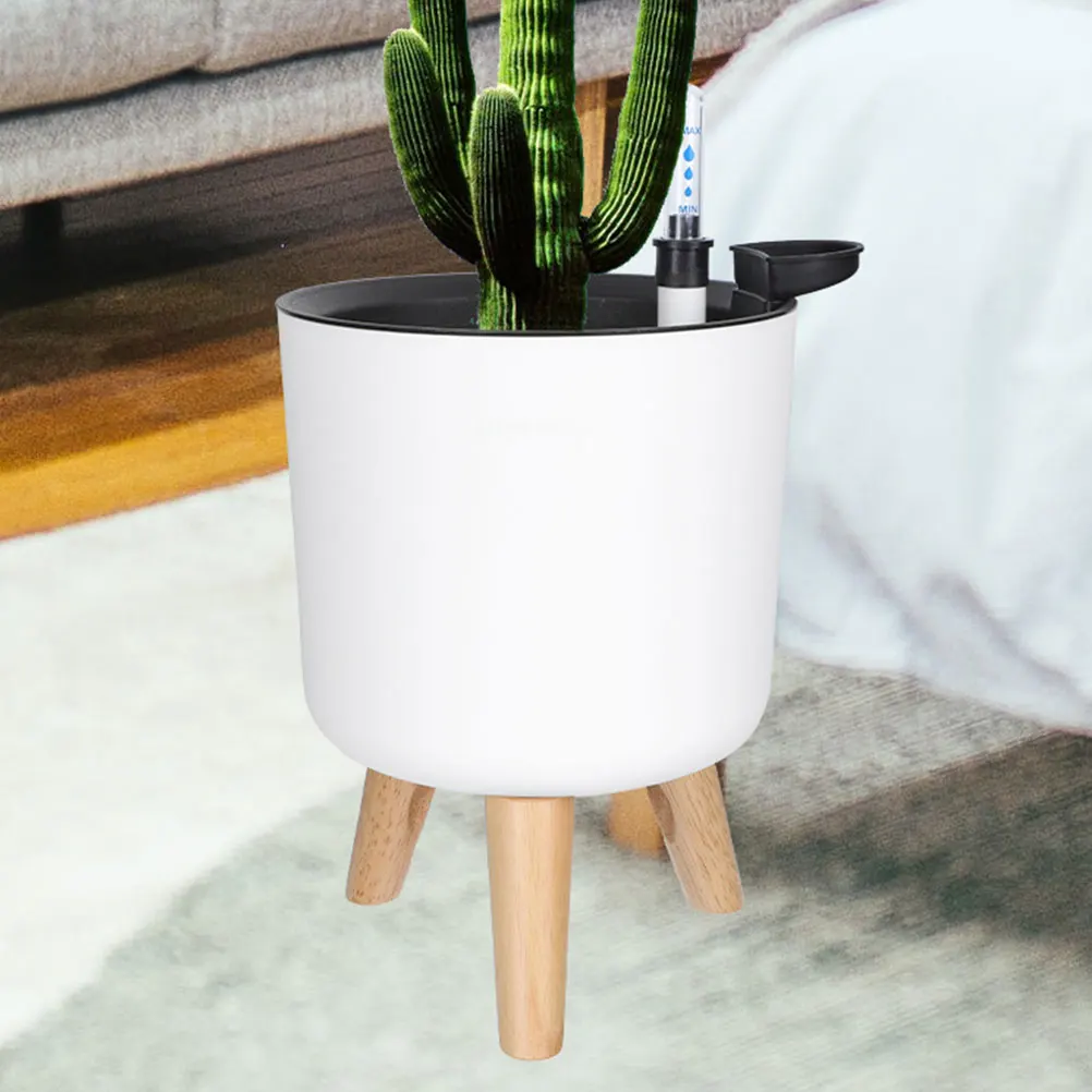 

Self Watering Flower Pot Automatic White Stand Balcony Planter Circular Small Size Plant Health