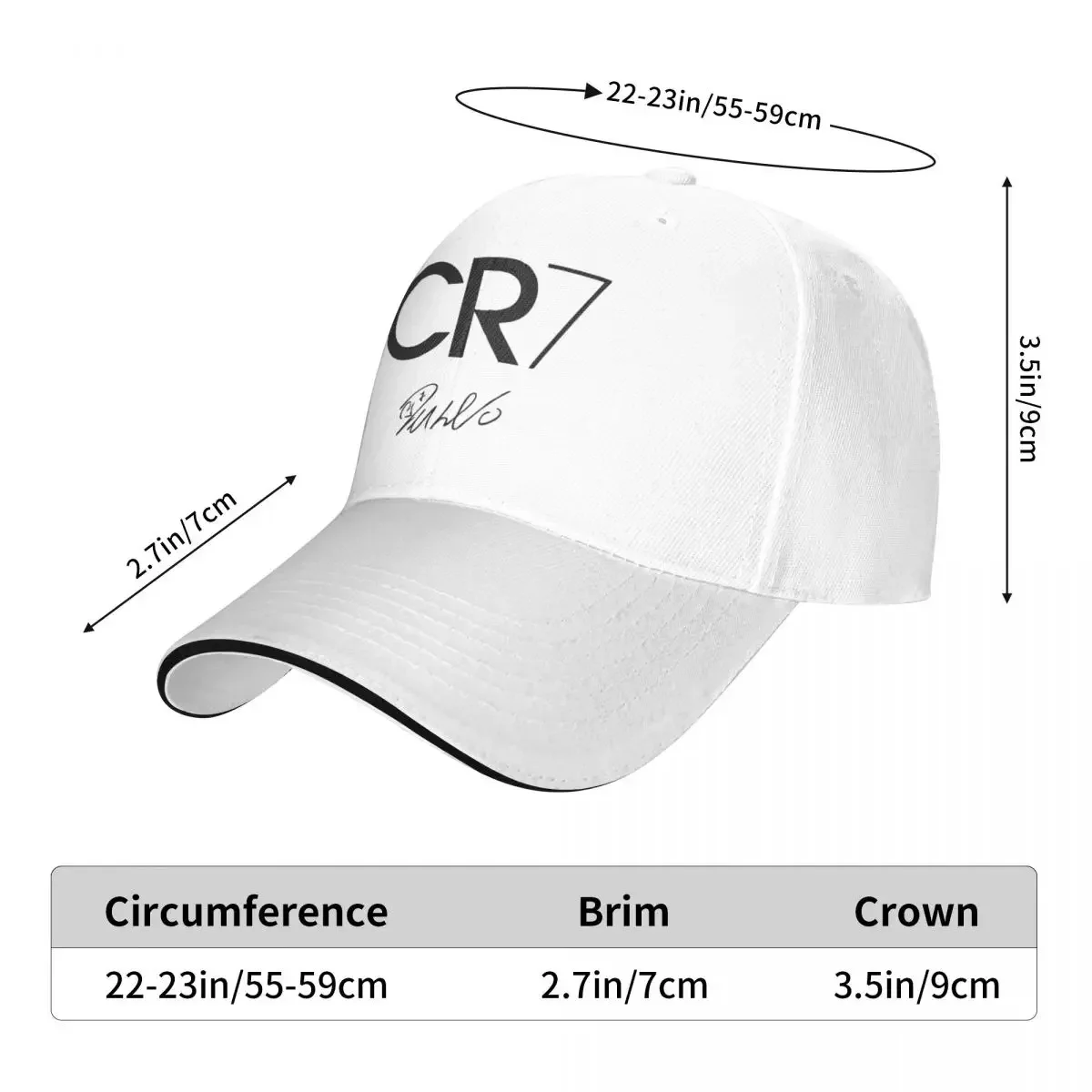 Cristiano Ronaldo CR7 Baseball Caps Hip Hop Sandwich Cap Unisex Adjustable Dad Hat Outdoor