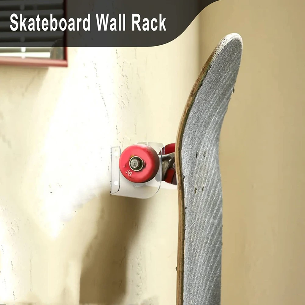 1 Pair Skateboard Wall Mount Hanger Non-slip Skateboard Display Rack Acrylic Indoor Floating Skateboard Storage Holder Rack