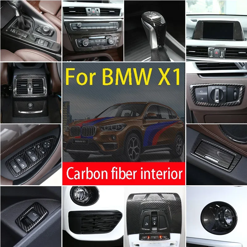 

For BMW X1 X2 F47 F48 2016-22 ABS Carbon fiber Car Interior Central Control Decoration Cover Frame Moldings Trim Car Accessories