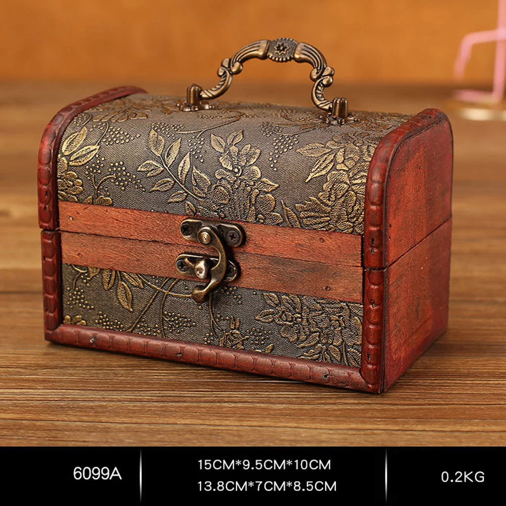 1Pcs Wooden Vintage Storage Box Large Retro Desktop Organizer Blue Style Sundries Container for Jewelry