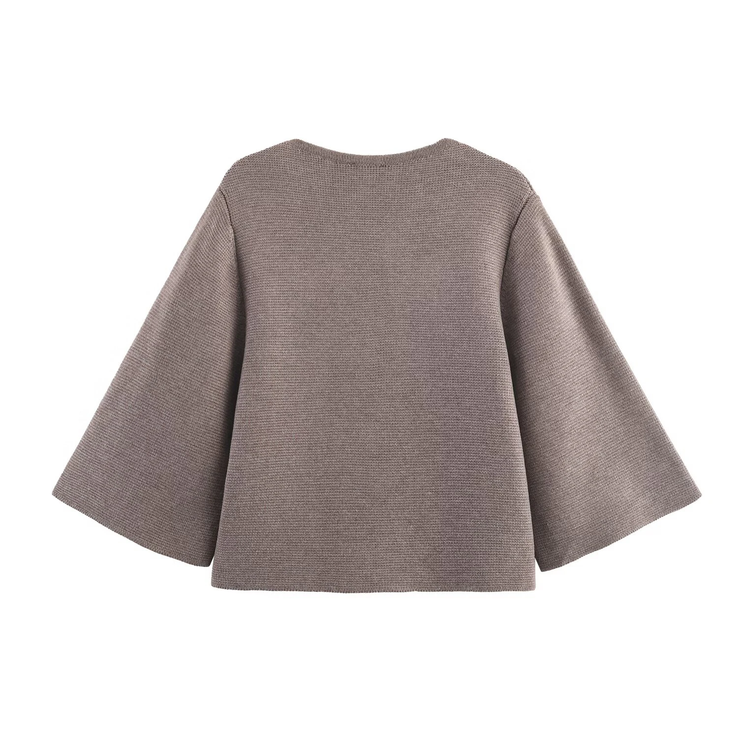 2025 Autumn New Women's Clothing Bag Cloth Big Button Girls' Style Knitted Shirt Brown Short Coat