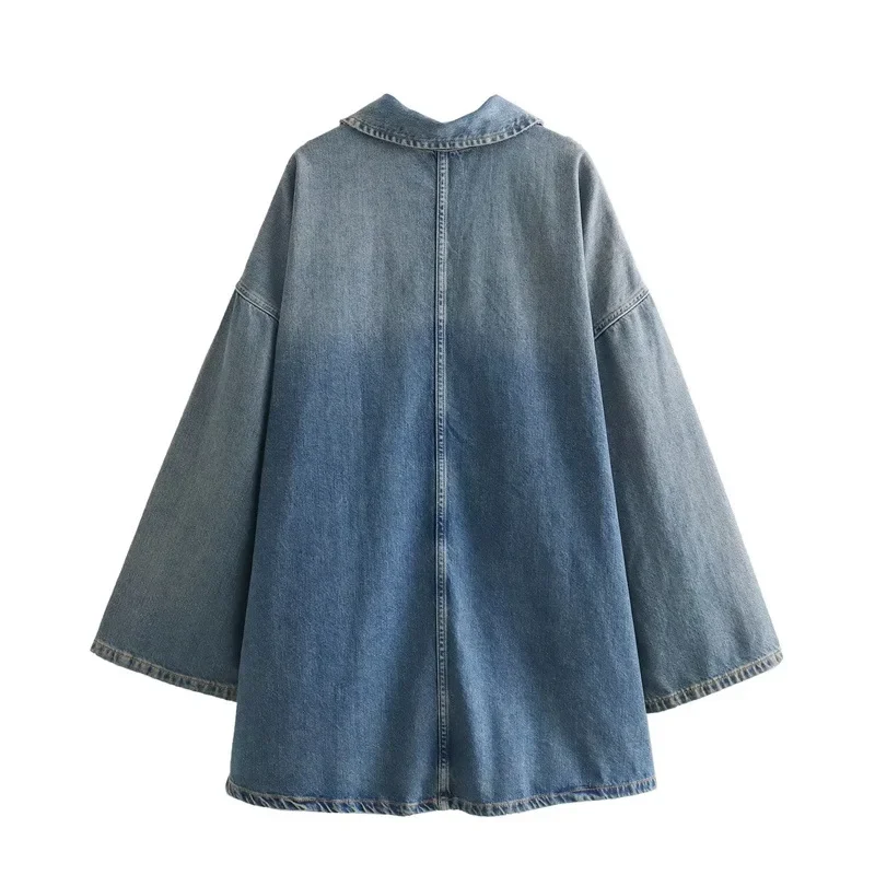 New women's 2024 spring-summer style simple, fashionable and versatile loose denim dress with lapels women dress