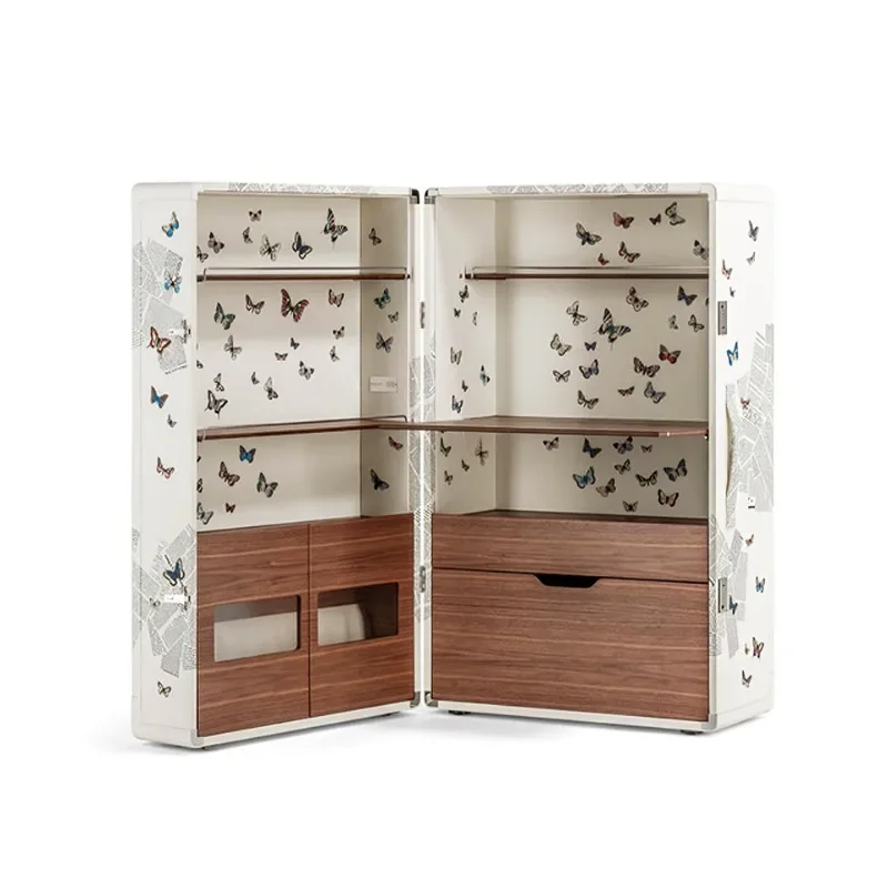 Italienische Kreativität, Schrank aus Schmetterlingsleder, hochwertiges Massivholz, Designerstück, beweglich