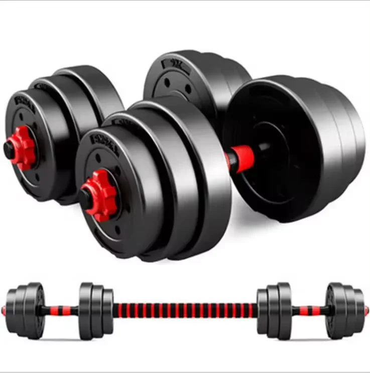 Hot Selling Portable Gym Muscle Weight Cement Dumbbells Barbells Set 10 15 20 30 40 Kg Rubber Coated Cement Dumbbell Set