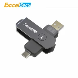 Excelsecu FIDO2 NFC 보안 키 암호 없는 2 단계 인증, 휴대용 내구성 표준 HID 장치