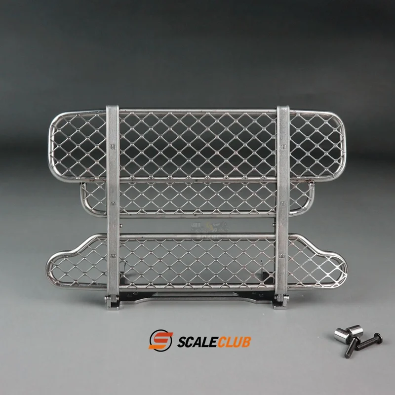 Metal Front Bumper With Lights Bullpen 1/14 For Tamiya RC Truck Trailer Tipper For Scania R620 470  DIY Parts