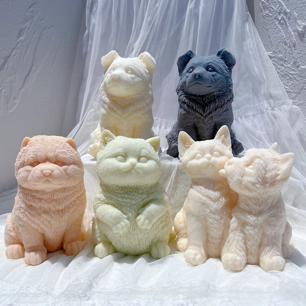 

Different Breeds Puppy Candle Mold Animal Puppies Soy Wax Silicone Mould Cat Dog Lover Home Decor