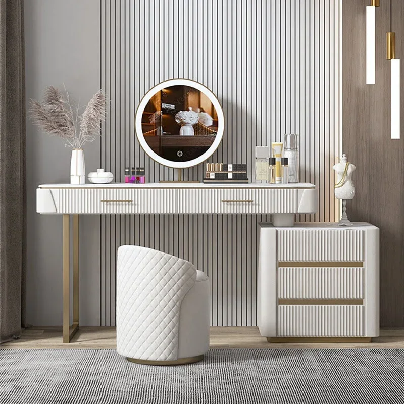 

'Modern simple dresser bench light luxury with makeup mirror bedroom storage cabinet integrated makeup table