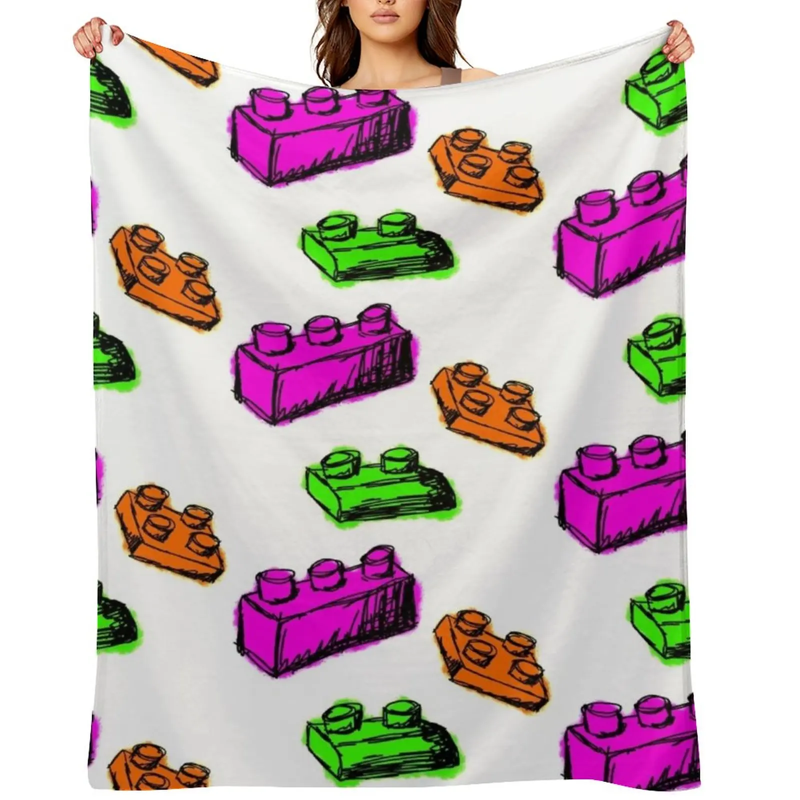 

Secondary Colors Building Blocks Throw Blanket wednesday Large Giant Sofa cosplay anime Blankets