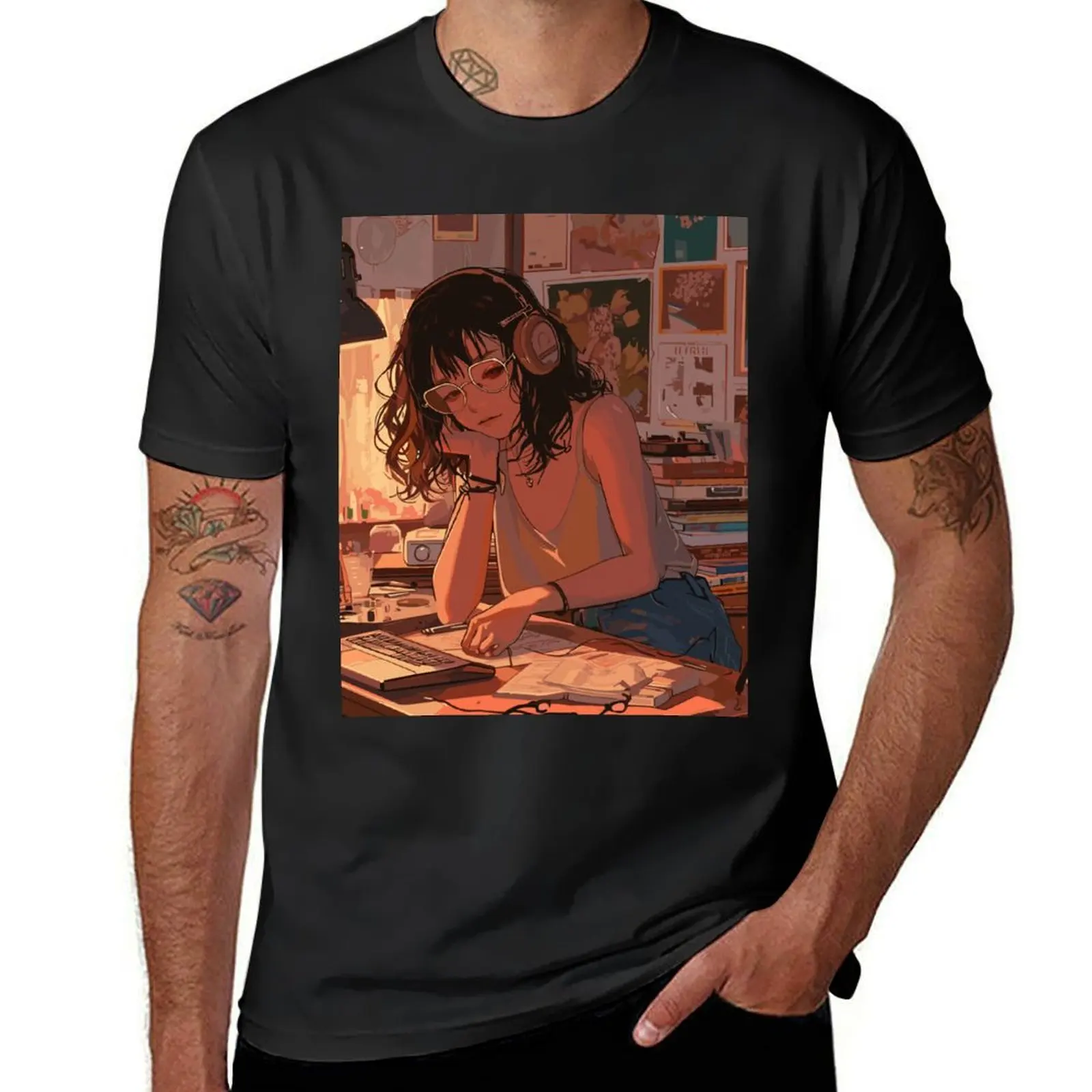 Lofi Anime Girl 02 T-Shirt Blouse customs mens graphic t-shirts pack