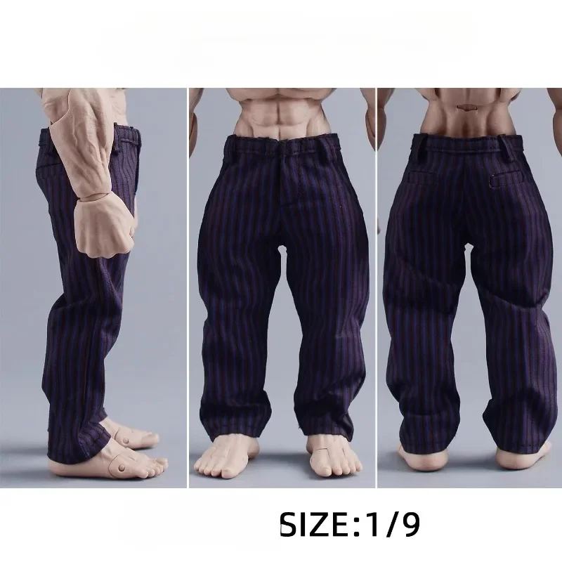 1/9 Scale Leisure Male Soldier Clothes Striped Suit Pants with Belt Model for Romankey Adam Action Figures Body Dolls Decor