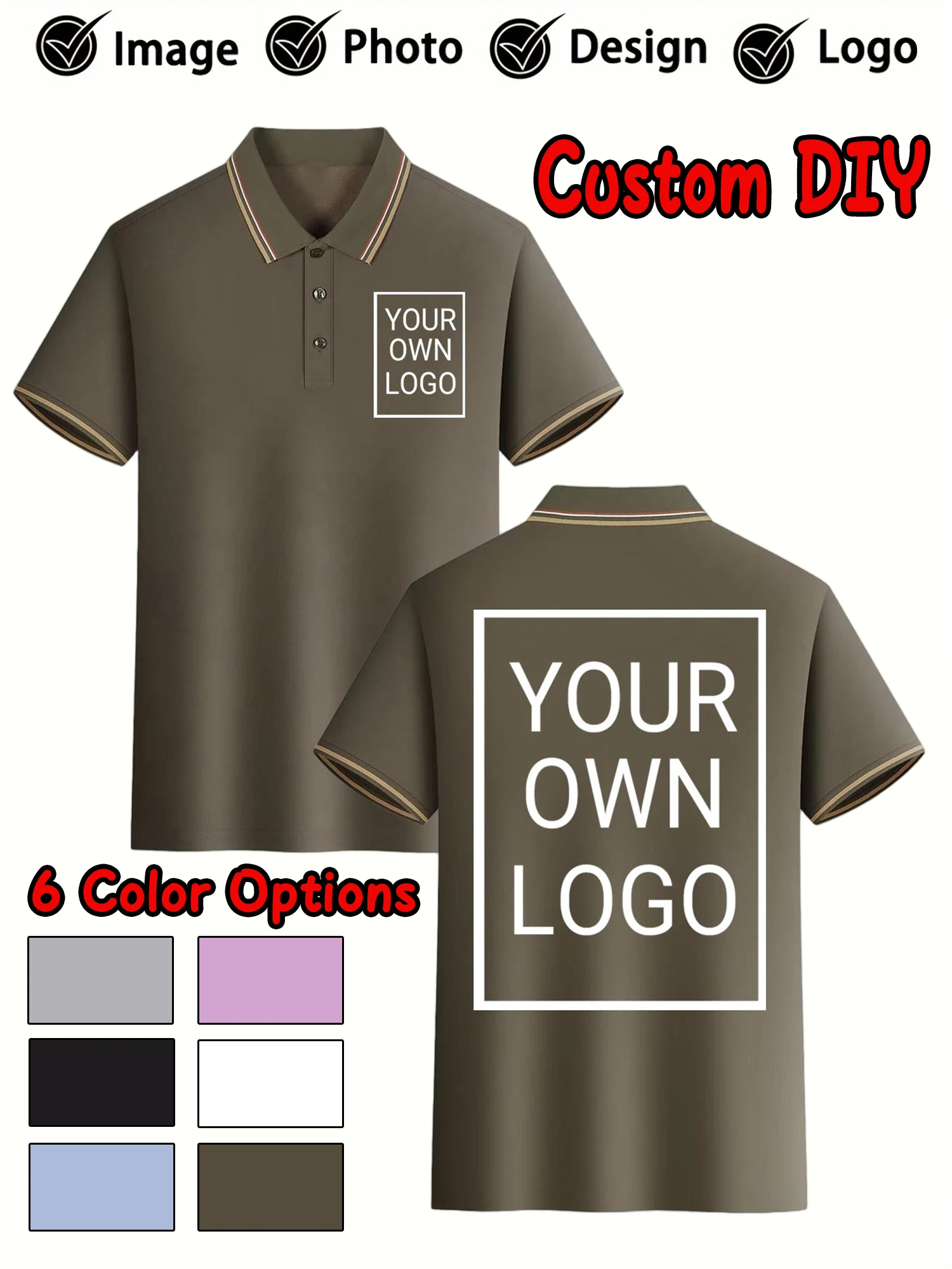 Custom Logo DIY Personalized Womens T Shirts Hip Hop Lapel T-Shirt Summer Culture Polo Tops Casual Contrast Woman Clothes view 2