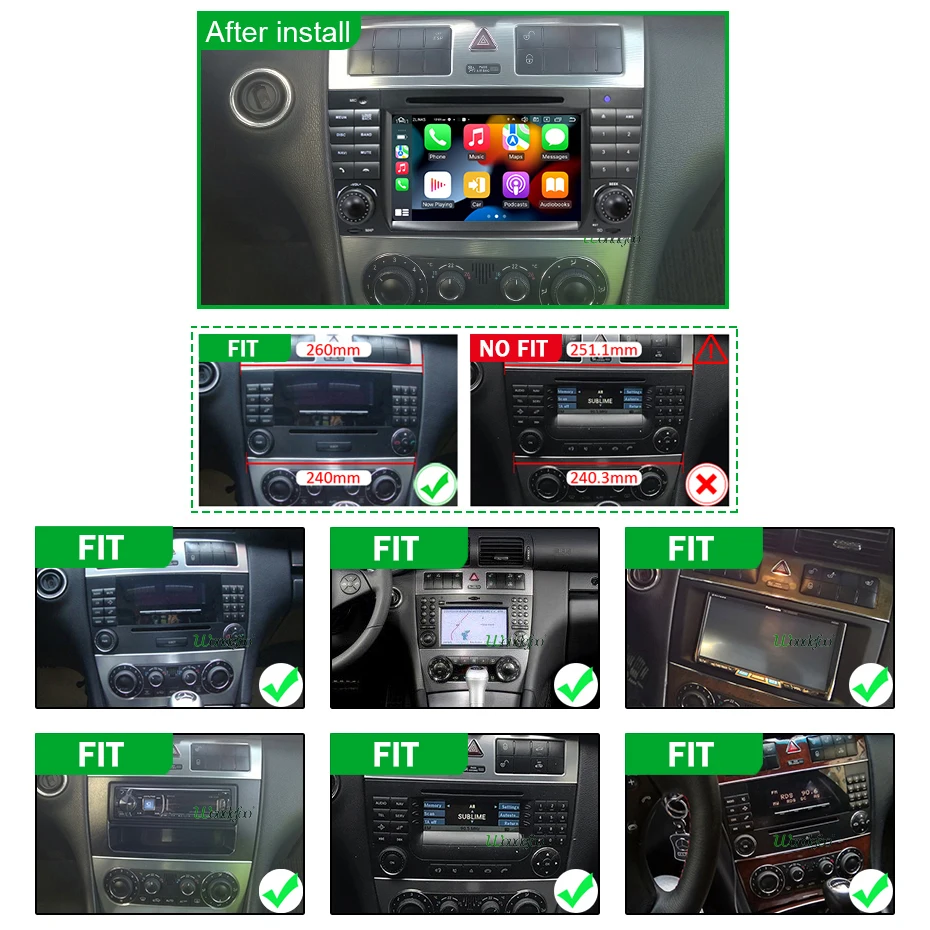 For Mercedes Benz W203 W209 W219 A Class A160 C-Class C180 C200 CLK200 C230 2Din Android 12 Car Radios GPS carplay auto audio BT