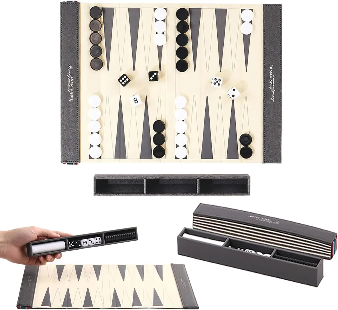 

Travel Edition Backgammon Set, Portable PU Leather Board Game for Teens, Adults, Family Fun