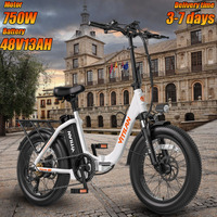 Vitilan U3 Folding Electric Bicycle 750W Powerful Motor 48V13AH Removable Lithium Battery E-Bike 20*4.0 Inch Tires Electric Bike
