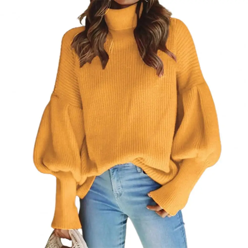 

Female Sweater Turtleneck Keep Warm Acrylic Fiber Touching Pullover Top