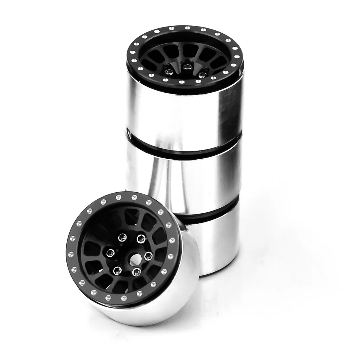 4 Stuks 1.0 Inch Metalen Beadlock Wielnaaf Velg voor 1/18 1/24 RC Crawler Auto TRX4M Axiale SCX24 AX24 Onderdelen, Zwart