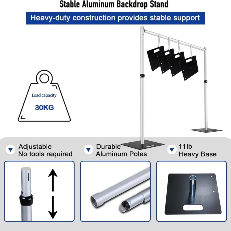 Double-Crossbar Backdrop Background Stand Frame Support System For Photography Photo Studio Video Muslin Green Screen - view 3
