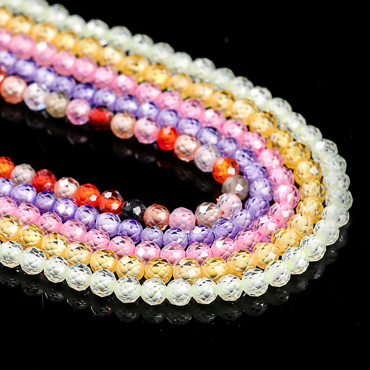 2 3 4mm Natural Stone Faceted Zircon Bead Round Loose Spacer Beads For Jewelry Making Bracelet Necklace DIY Accessories 9 Colors