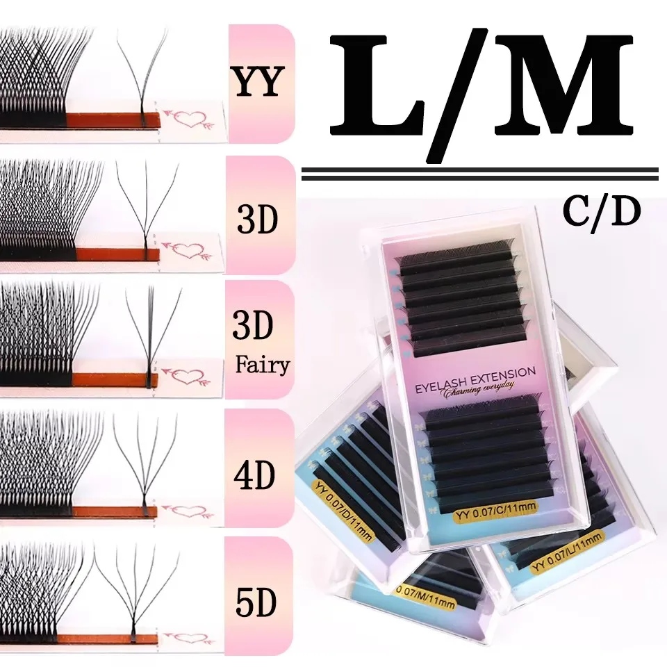 YY Ciglia a forma di W 2D 3D 4D 5D Fioritura automatica Ventole preconfezionate Estensione ciglia Ciglia individuali naturali Stile W Bloom Lash
