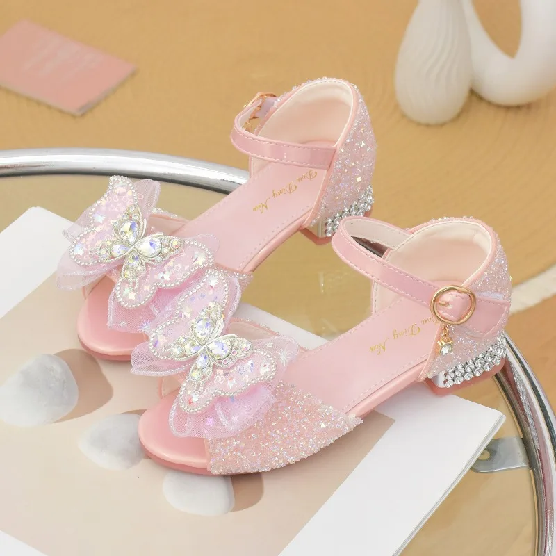 Girls Princess Sandals2026Summer New Korean Edition Child Diamond High Heels Fashion Girls Anti Slip Campus Performance Sandals