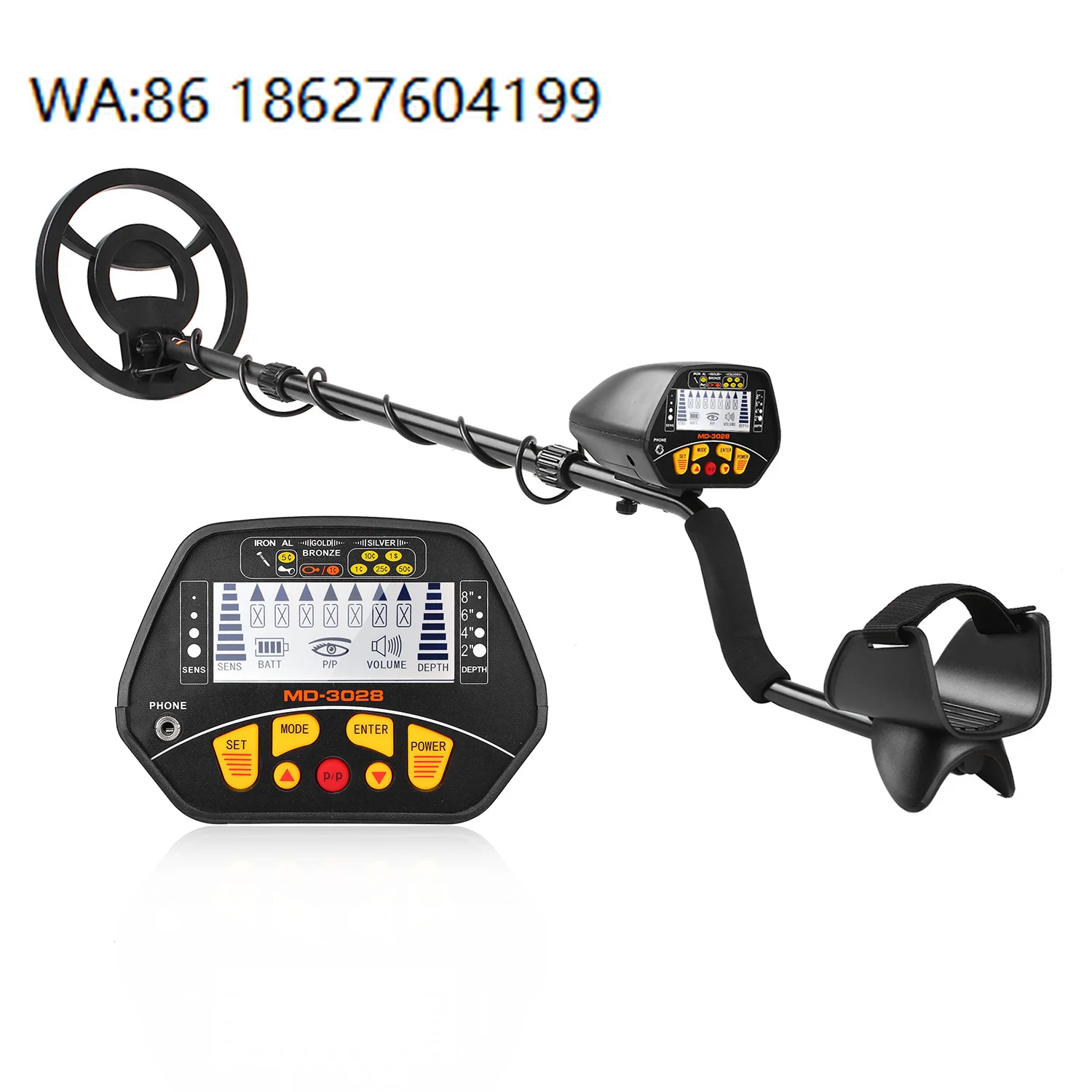 8 Inch Waterproof Coil Underground Metal Detector LCD Display High Sensitivity Gold Treasure Seeker MD3028