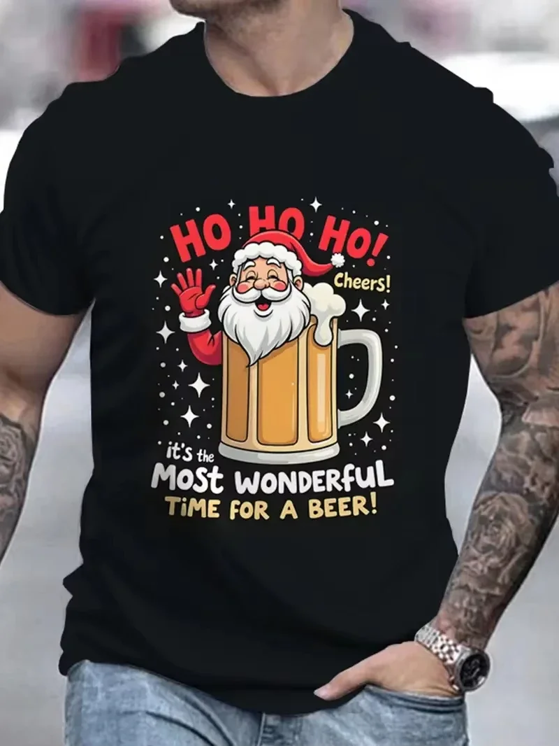 Merry Christmas Funny Santa Claus 3D Print Men T-shirts T Casual Short Sleeve Unisex Clothing Tee Y2k Tees Tops
