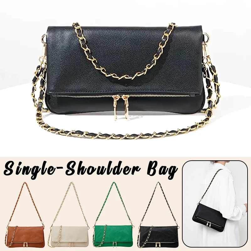 

2025 New Women Envelope Bag Black PU Retro Crossbody Luxurious Design Fashionable Ladies Chain Shoulder Bag