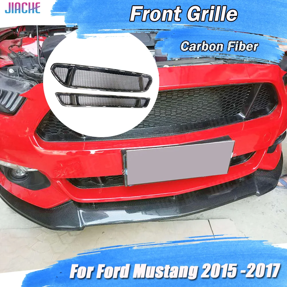 

Передний бампер автомобиля из углеродного волокна, FRP, сетчатая решетка, сотовые решетки, чехол для Ford Mustang 2015 2016 2017, Стайлинг автомобиля