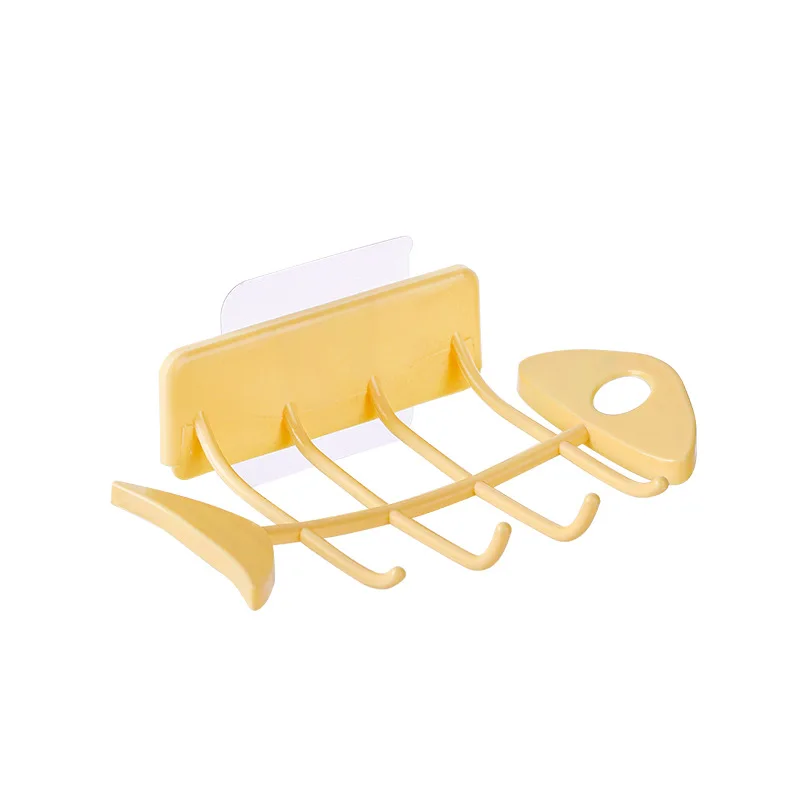 صندوق صابون مثبت على الحائط صندوق صابون مجاني للمرحاض على شكل عظمة السمك صندوق تصريف الصابون رف تخزين الحمام المنزلي