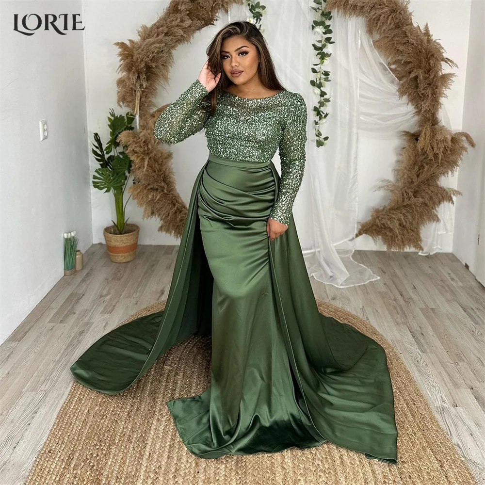 

LORIE Glitter Mermaid Evening Dresses Sparkly Bodycon Pleats Sequins Formal Prom Dress Dubai Pageant Celebrity Party Gowns 2024