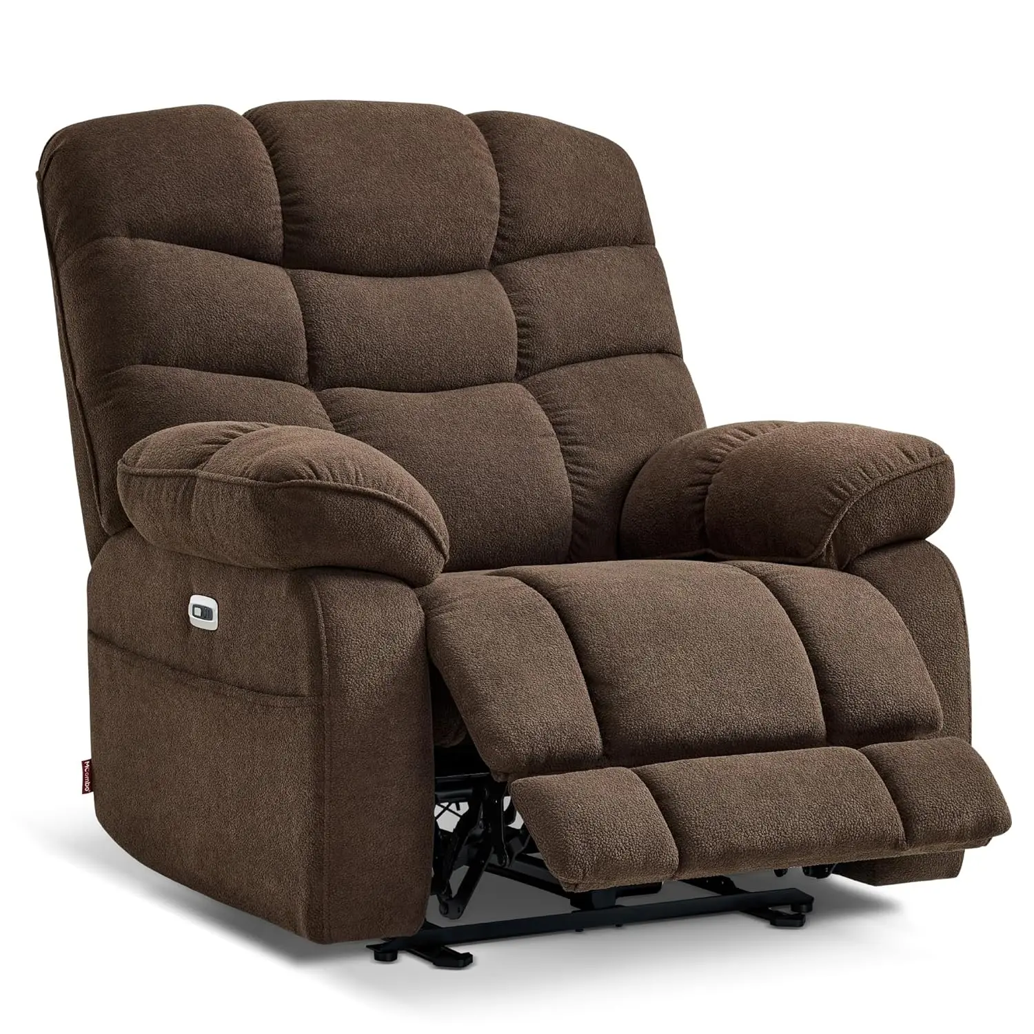 

27'' Oversized Power Recliner Chair Zero Gravity USB Ports Side Pockets Living Room Fabric Coffee, Customized