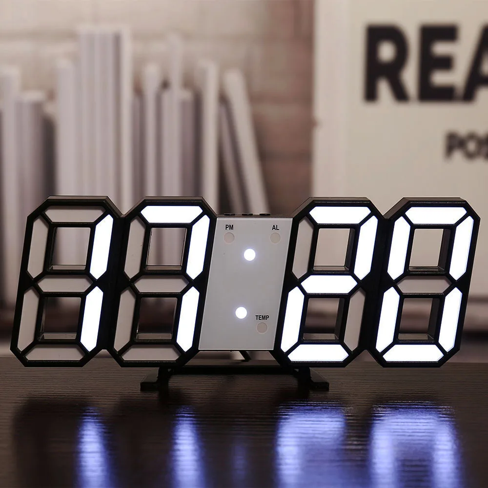 USB 3D LED Digital Table Clock Wall Alarm Clock Digital Display With Temperature Humidity Calendar Home Decor