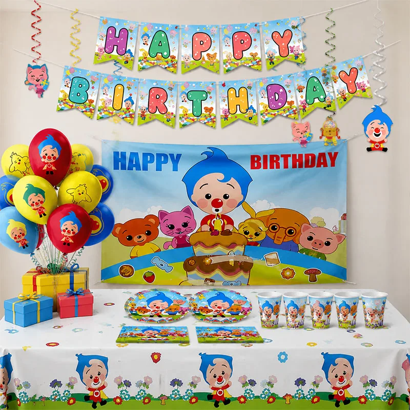 Cartoon-Clown-Tierfreunde-Hintergrund-Tischdecke, Banner, Spiralen, festliche Zusammenkunft, Foto-Hintergrund, Dekoration, Partyzubehör – Detail 1