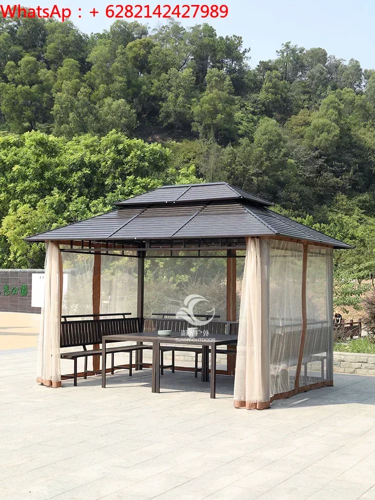 Sunshine outdoor iron pavilion galvanized sheet outdoor garden courtyard balcony leisure pavilion table and chair awning