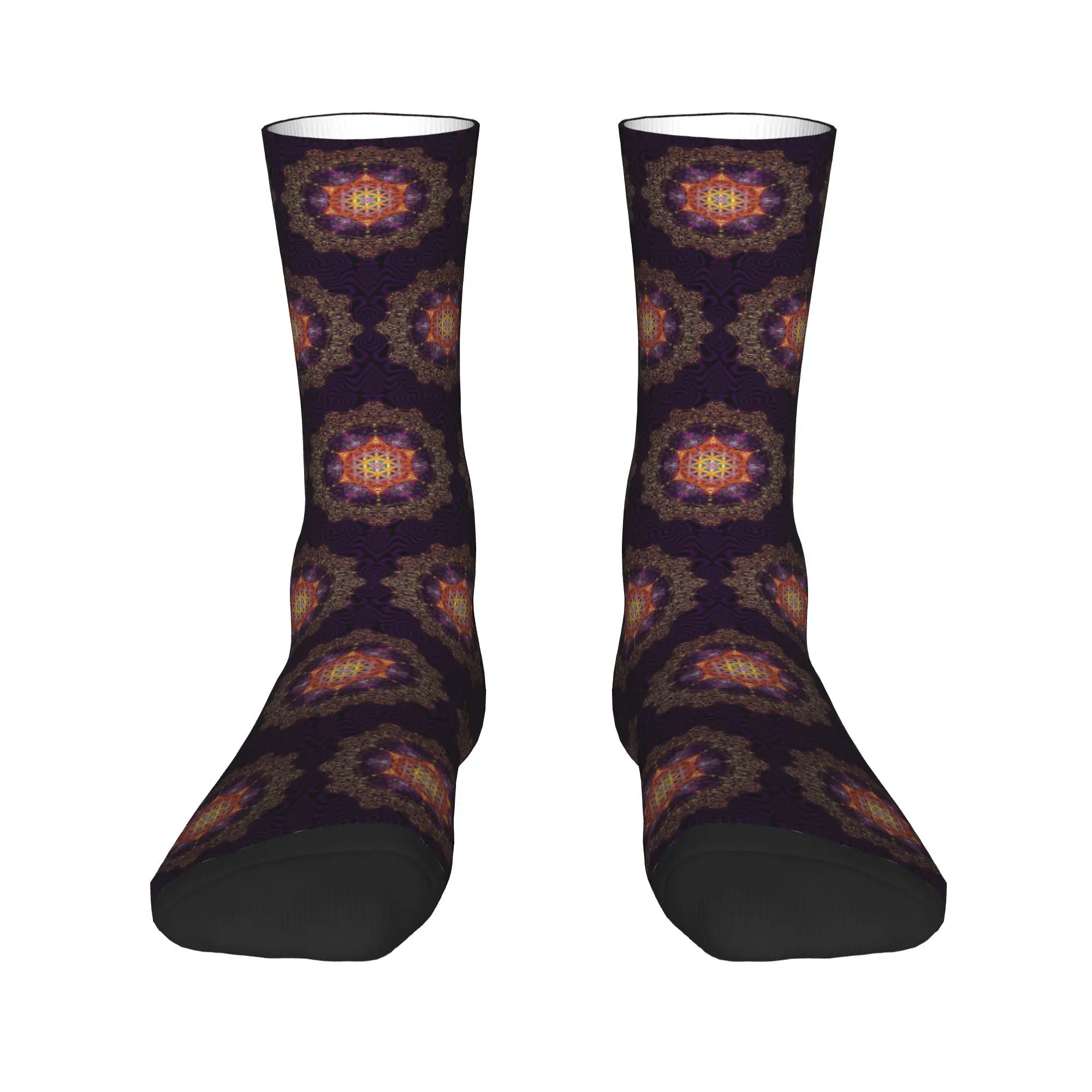 Flower of Life Golden Lace Mandala Socks Harajuku Sweat Absorbing Stockings All Season Long Socks Accessories Man Woman Gifts