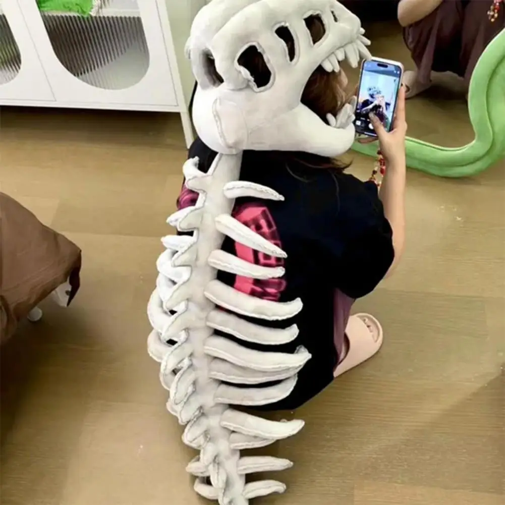 

Style Costume Adult Dinosaur Skeleton Costume Set with Skull Headpiece Spine Attachment for Halloween Cosplay Outfit