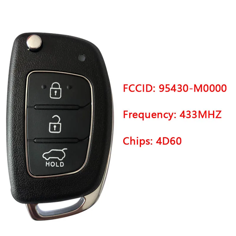 CN020116 95430-M0000 M0000 Remote Smart Car Key Control Fob for Hyundai Creta 2016 Flip Key with 433MZ 4D60 80BIT