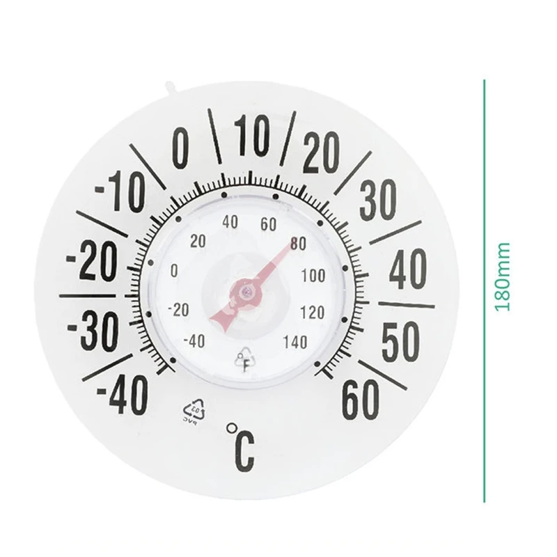 High Accuracy Window Thermometer Temperature Indoor/Outdoor Waterproof Dial Round Temp Monitor Suction Type for Home