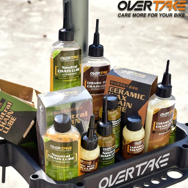 OVER TAKE Bike-lubricante de cadena de cera de cerámica, lubricante de cadena neutra, aceite de cadena de larga duración, lubricante de engranajes de cadena seca, MTB, bicicleta de carretera