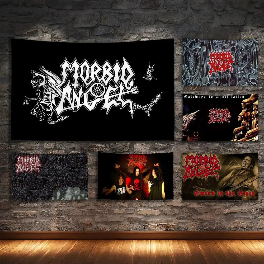 

M-MORBID ANGELS Heavy Metal Band Tapestry Custom Living Bedroom Party Dormitory Interior Wall Bohemian Decoration Attached Clip