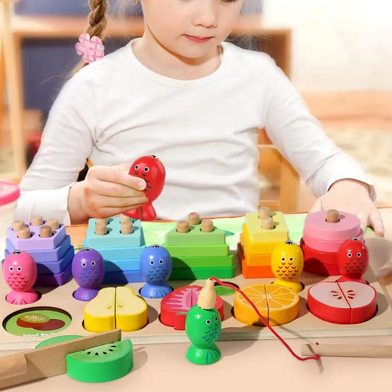 Jouets de tri et d'empilage de dos en bois, trieur de formes, blocs de puzzle Montessori, meilleurs cadeaux pour filles et garçons